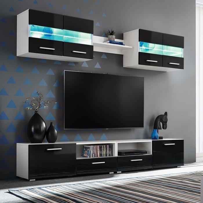 VidaXL Ensemble Mural pour TV avec Lumières LED 5 pcs, Armoire de Télévision avec Étagère, Meuble Télé de Salon Intérieur, 246028
