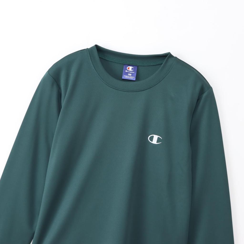 Champion Long Sleeve Crew with Embroidered Basic Sports Dark Green Kids' T-Shirt, Neck, Quick-Drying, Logo, Design, (CK-BS401)