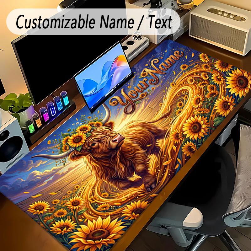 Floral Garden Theme Personalized Mouse Pad Custom Name Text Non Slip Desk Pad For Laptop Office Desktop