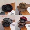 Retro Octagonal Beret Hat For Women With Grid Design For Autumn And Winter