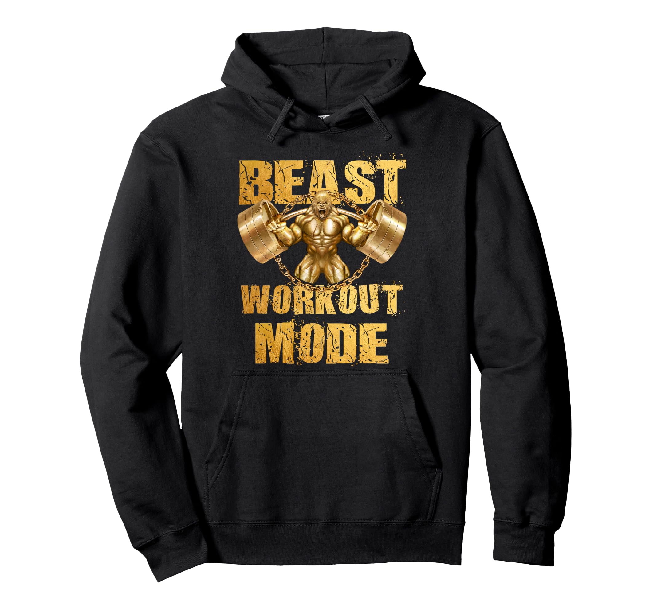

Gorilla Beast Workout Fashion Gold Weightlifting Gym Fitness Hoodie