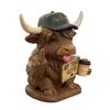 Highland Cow Desk Statue, Funny Middle Finger Cow Figurine with Coffee Cup & Sassy Sign, Cute Farmhouse Desktop Decor, Gag Gift for Coworkers, Office