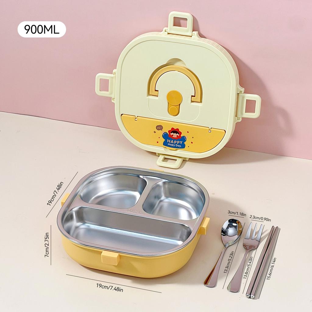 WORTHBUY 4/5 Compartment Portable Bento Lunch Box Microwave Safe Sealed 304 Stainless Steel Lunch Container Set For Kids Student