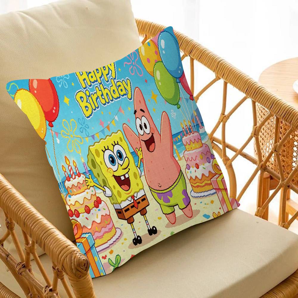 Cartoon Sponge And Bobs S-SquarePants Pillow Cushion Cover Pillowcase Living Room Sofa Home Decor Customized