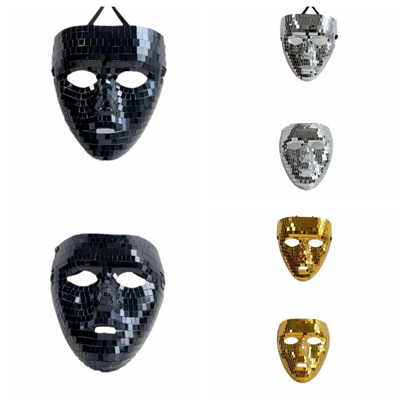 Disco Ball Glitter Mirror Face Mask Festival Masquerade Masks for Cosplay Halloween Party Rave Night Club Mask DJ Accessories