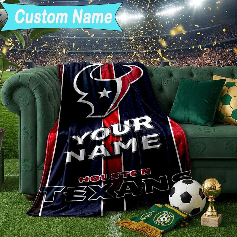 Custom Name Blanket Houston-Texans Artwork Blanket Bedding Blanket for Travel, Camping, Living Rooms, Offices, Sofas, Fan Christmas gift