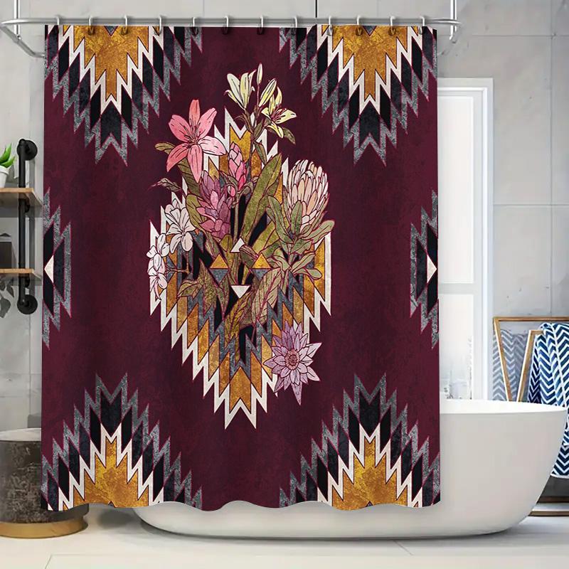 

Floral Shower Curtain Botanical Print Nature Theme Bathroom Decor Waterproof Fabric Vintage Farmhouse Style Backdrop W60H190(CM)-1 Pcs