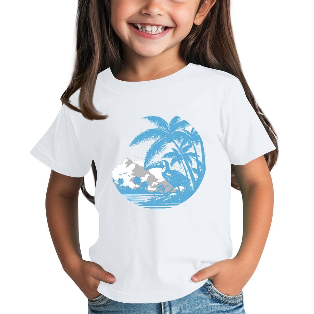 Kindermode Täglich Bedrucktes Rundhals Kurzarm Lässiges T-Shirt Top