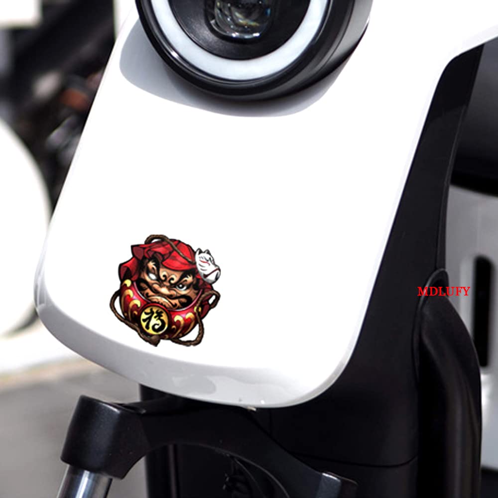 MDLUFY Car Sticker Daruma 3D Sticker Prayer Daruma Scott Sticker Bike Sticker Car Door Decoration Decal Car Window (Red-14.2cm*15cm)