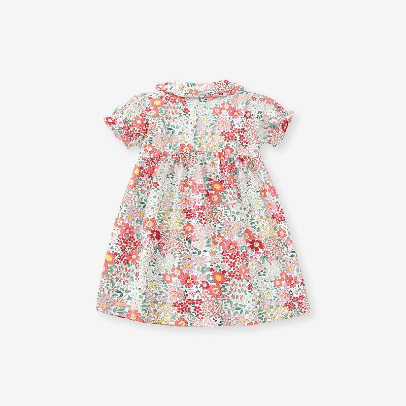Girls Summer Dress Floral Ruffle Collar Princess Garden Party