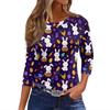 Women's T Shirt Christmas Print 3/4 Sleeve Daily Weekend Fashion Basic Round Neck Regular Top
