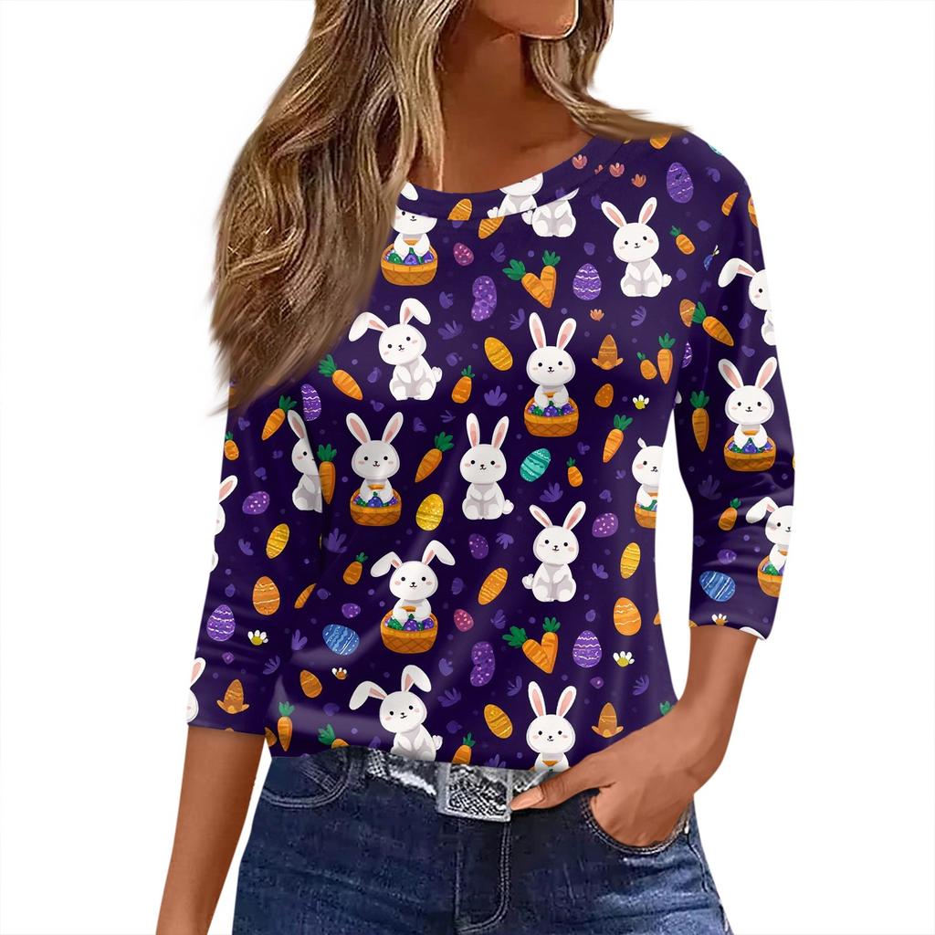 Women's T Shirt Christmas Print 3/4 Sleeve Daily Weekend Fashion Basic Round Neck Regular Top
