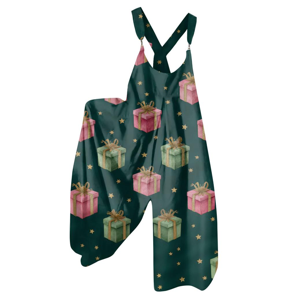 Damen Sommer Overalls Blumendruck Vintage Jumpsuit (Nicht verstellbare Träger)