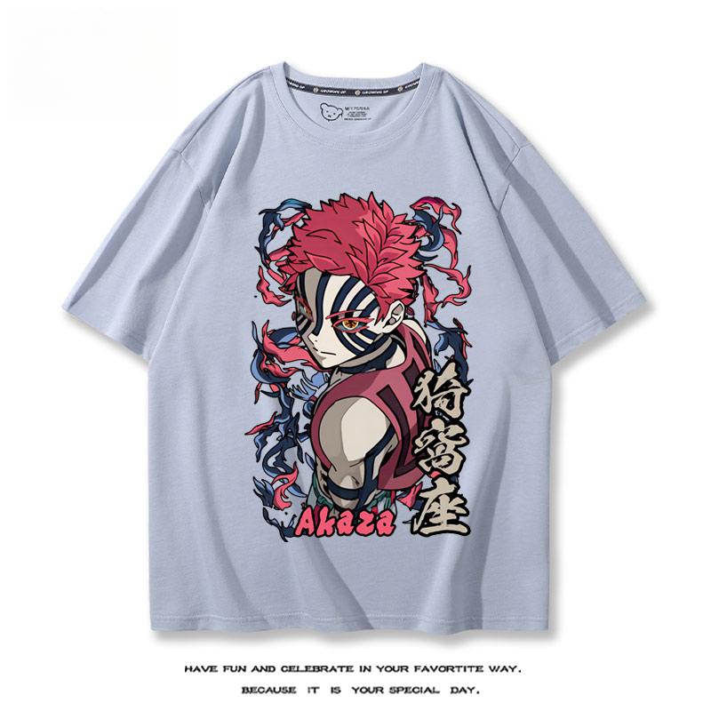 

Hot Anime Demon Slayer Akaza Printed 100% Cotton T-Shirt Summer Outdoor Casual Comfortable Trendy Street Men s 4XL