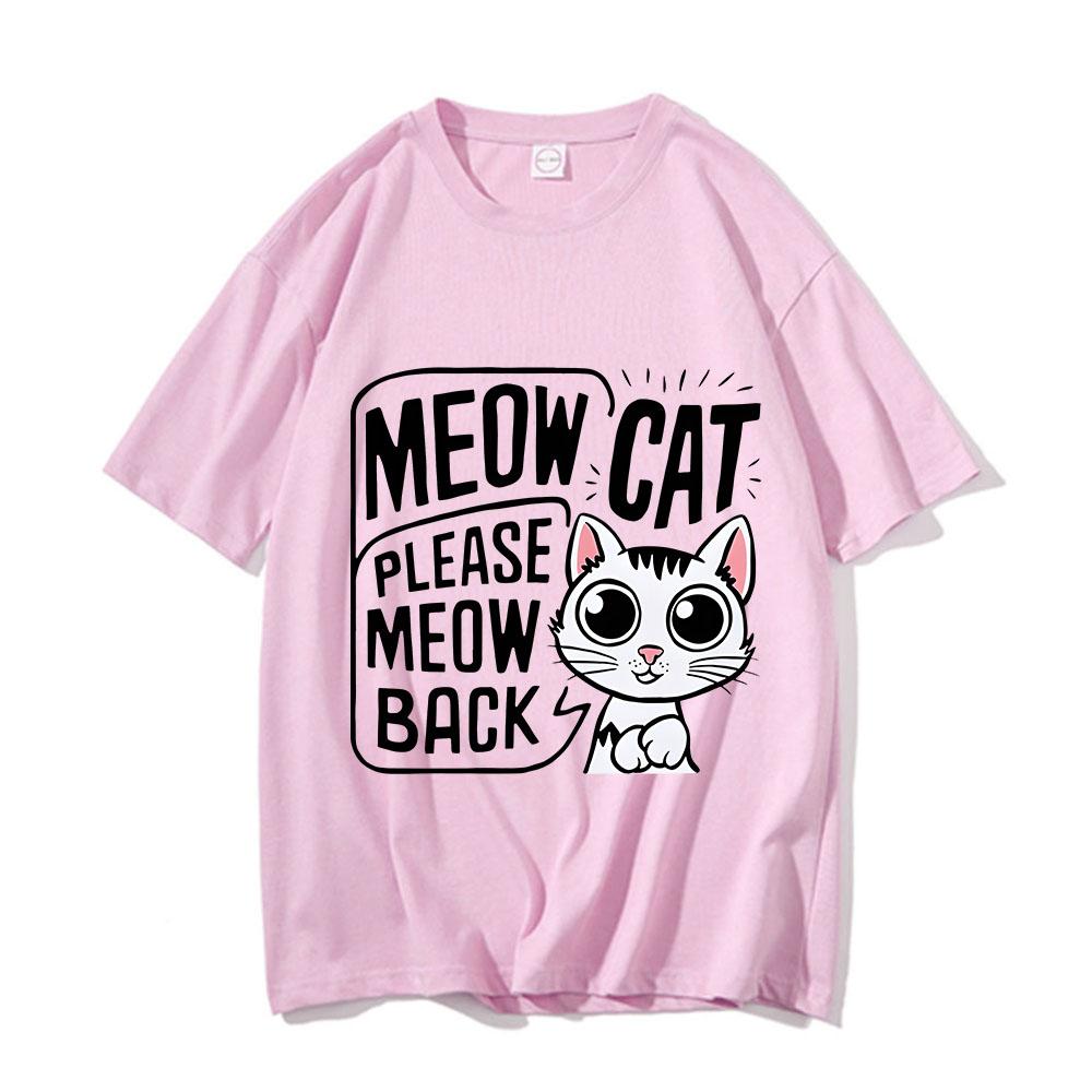Baby Lasagna Meow Cat Please Meow Back T-shirts Men Summer Short Sleeve Cotton Tee-shirt Cute Graphic Print Tshirts Ropa Hombre