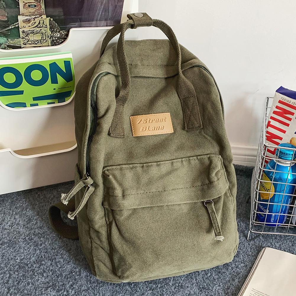 Casual Men Women Backpack Cotton Canvas Traveling Commuting Backpacks Large Capacity Solid Color Fashion Knapsack