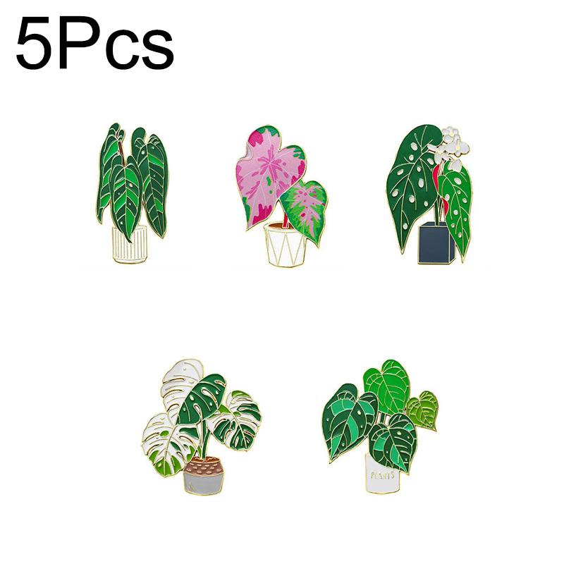 

1/5Pcs Metal Kitchen Decor Tropical Leaves Mini Plant Pot Cute Fridge Magnet Message Sticker Refrigerator Magnets