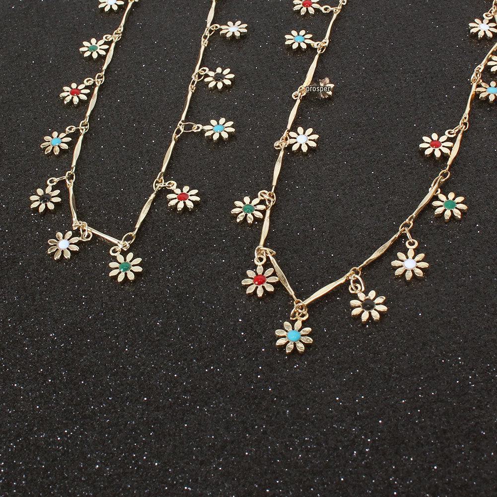Colorful Flower Anklet & Simple Wish Necklace - European & American Style, AK030