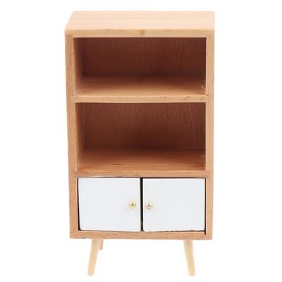Dollhouse Miniature Furniture Multifunction Wood Cabinet Bookcase Bookshelf for Pretend Play Toy