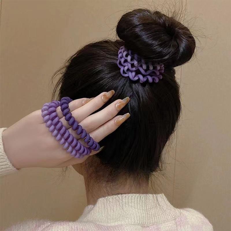 6Pcs/Set Fashion Matt Solid Telephone Wire Elastic Hair Band Frosted Spiral Cord Rubber Band Hair Tie Stretch Head Band Gum