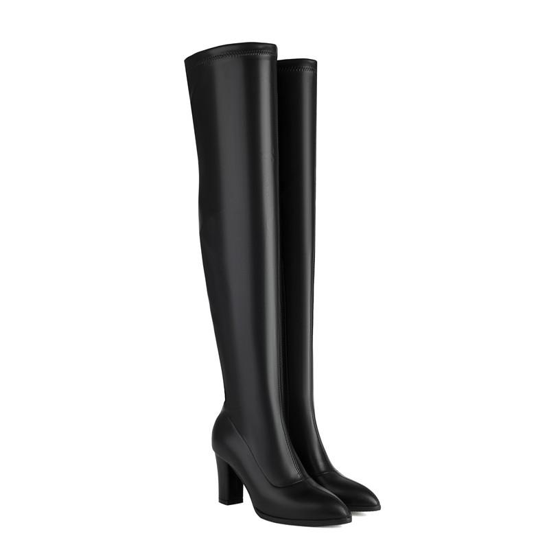 Women's High-heeled Boots, Sexy European and American Style Thick-heeled Knee Boots, Autumn and Winter New Large-size Boots