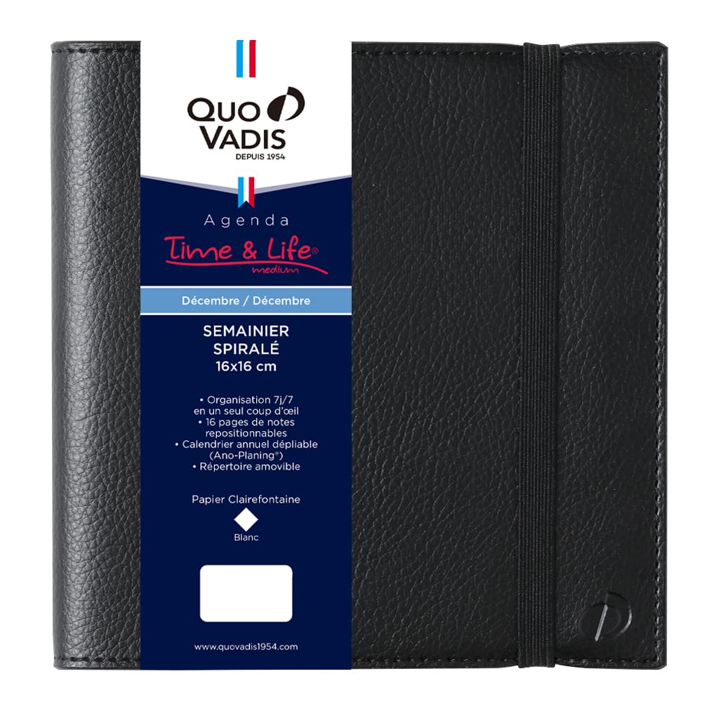 

Ежедневник Quo Vadis и Life Starts December Квадратный формат Французский черный QUOVADIS qv540bk [Издание 2025] Время 16x16 (Еженедельная вертикаль, 2024,