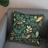 2D Green Birds And Gold Leaves Pattern Pillow Cover Pattern Cushion Cover Suitable For Sofa Bedroom Car Pillow Cover