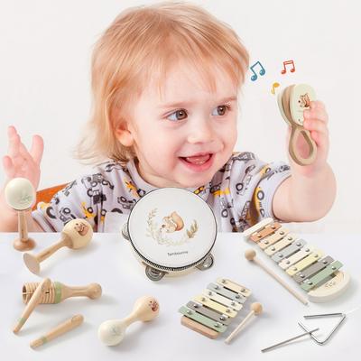 Montessori Holzspielzeug Orff Musikinstrumente Xylophon Glocke Trommel Säule Spielzeug Kind Lernmusikinstrument Kind Musikspielzeug