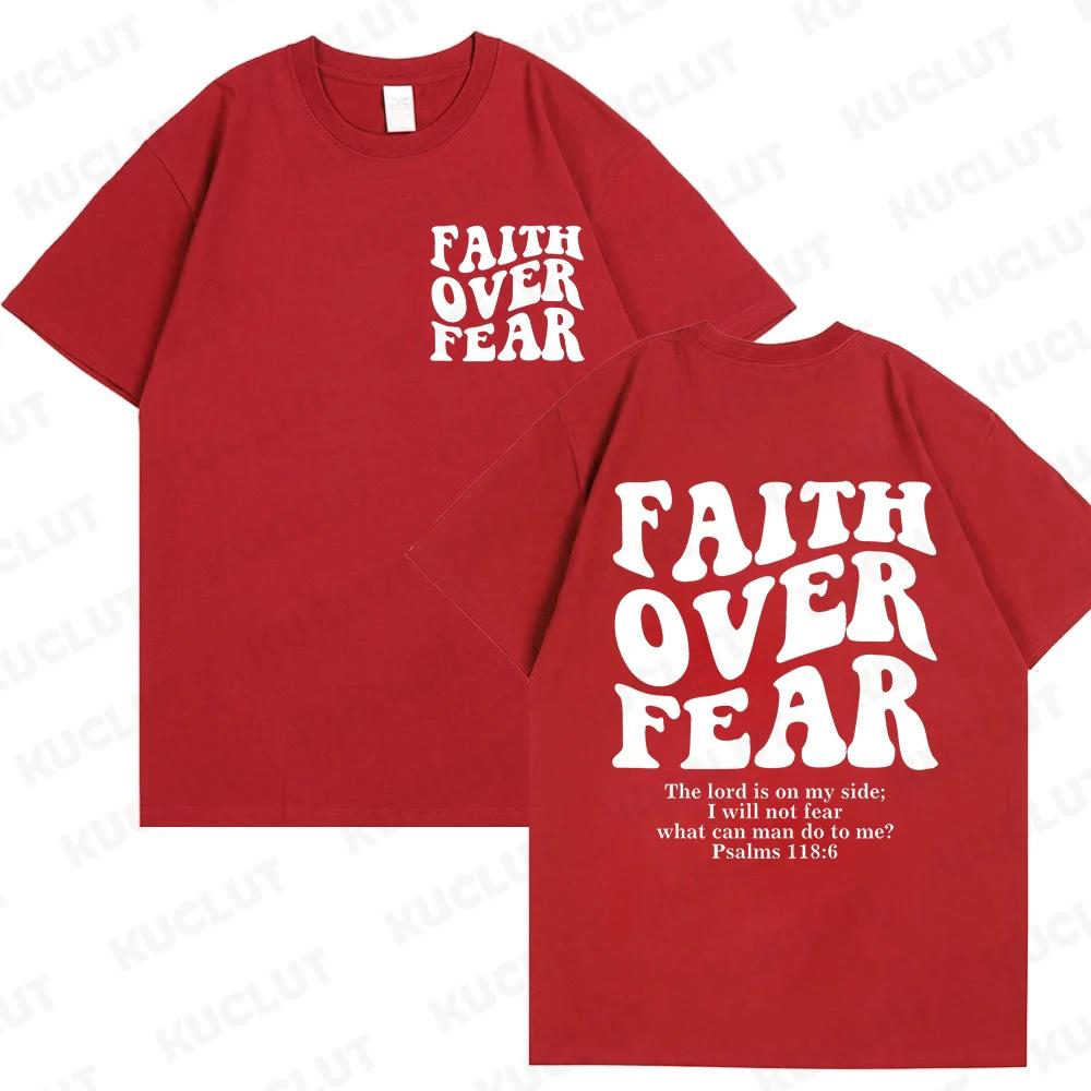 Faith Over Fear Christian Unisex Tshirts Christian Clothes Jesus Fashion Trendy Tshirts Bible Verse Sportwear Aesthetic Clothes S