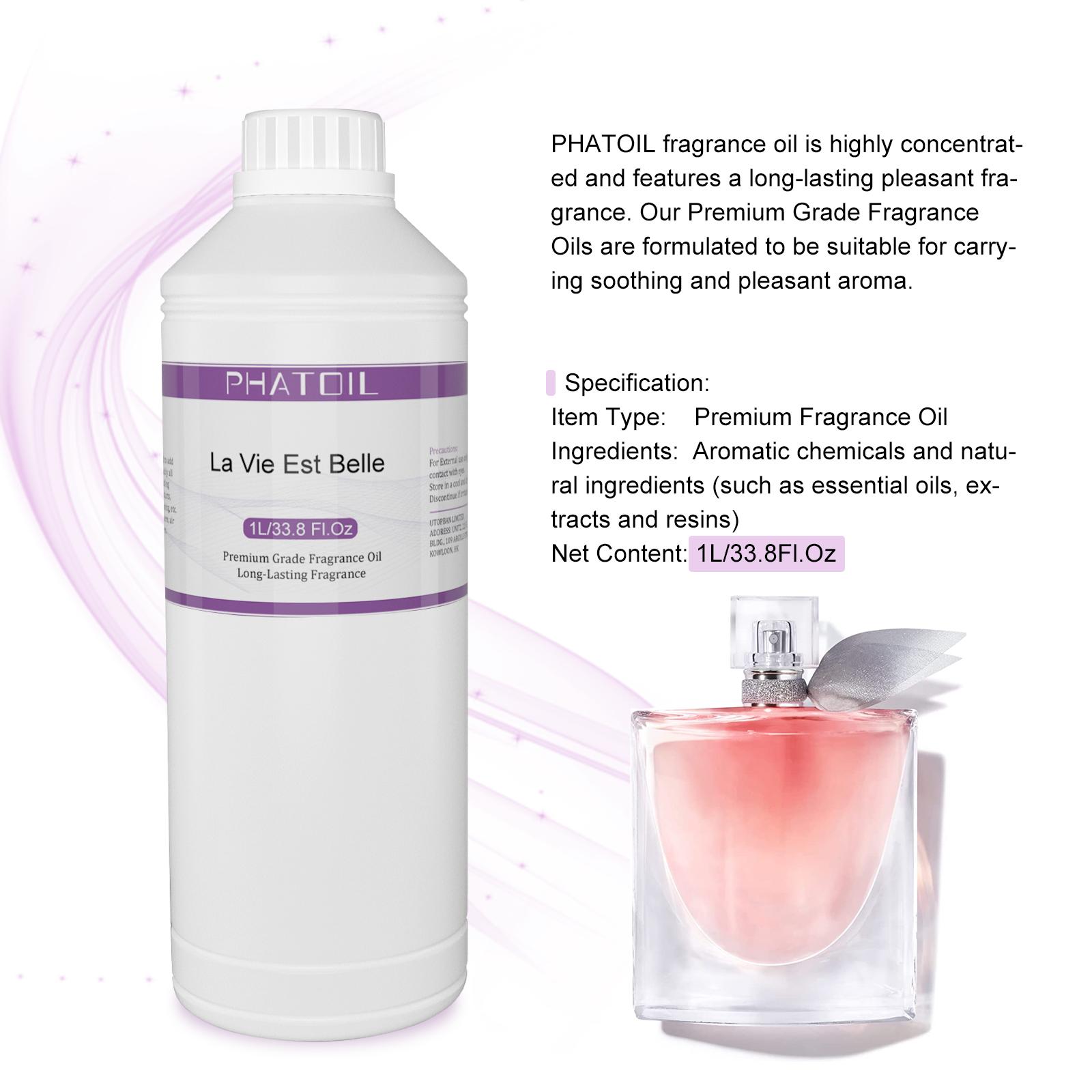 

PHATOIL 1000 мл/33,8 жидких унций Ароматические масла для диффузоров, изготовления свечей, парфюмерии своими руками, освежителей воздуха, идеально подходят для домашнего офиса в автомобиле La Vie Est Belle