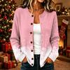 Cardigan a maglia da donna casual con stampa natalizia, manica lunga, bottoni, cappotto per le feste