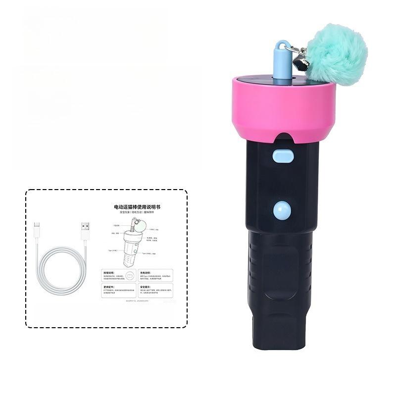 Electric Retractable Cat Teaser Wand Auto Launch Recycle Fluffy Pom‑pom Interactive Toy for Indoor Cats