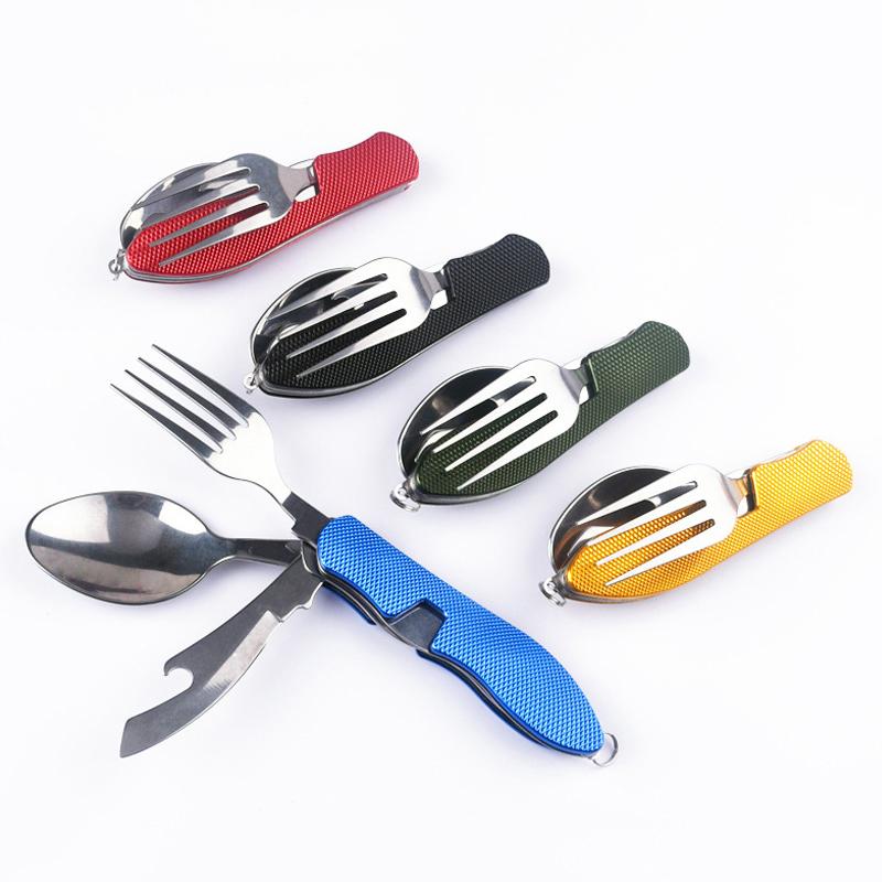 

Съемный нож 4 в 1, набор ложек, вилка, многофункциональный складной нож