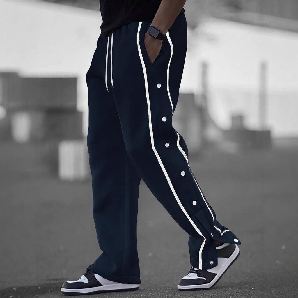 Men's European High-Street Retro Joggers with Button Details