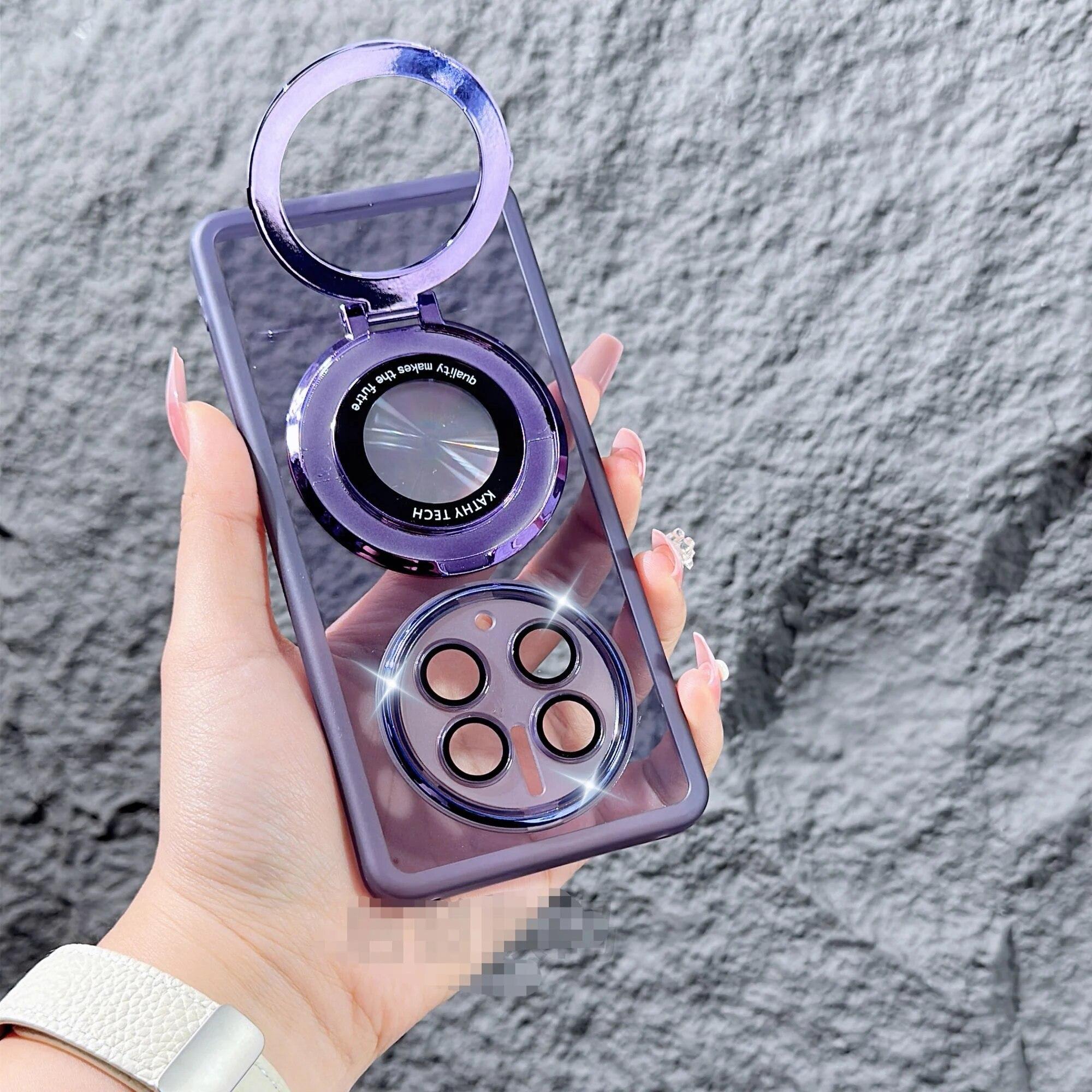 

Для OPPO Realme 12 Pro Plus 12+ чехол из прозрачного мягкого ТПУ с кольцевой подставкой, защитная задняя крышка с магнитной линзой, чехол для Realme12 11Pro Plus 10 9i Shell for realme 12 plus фиолетовый