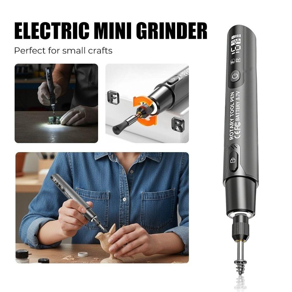 Wireless Digital Electric Mini Drill Adjustable Speed with LED Light Cordless Rotary Tool Handheld Digital Engraving Pen