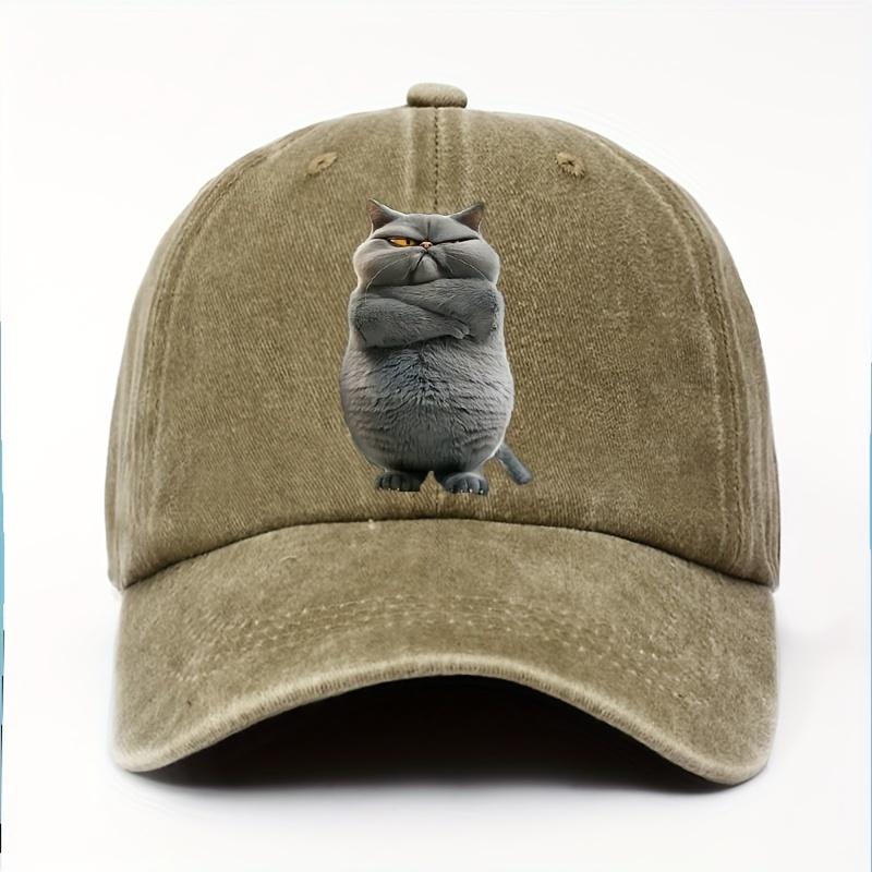 

Веселая бейсболка с принтом кота, подходящая как для мужчин, так и для женщин, кепка в стиле ретро с изогнутым дизайном для защиты от солнца