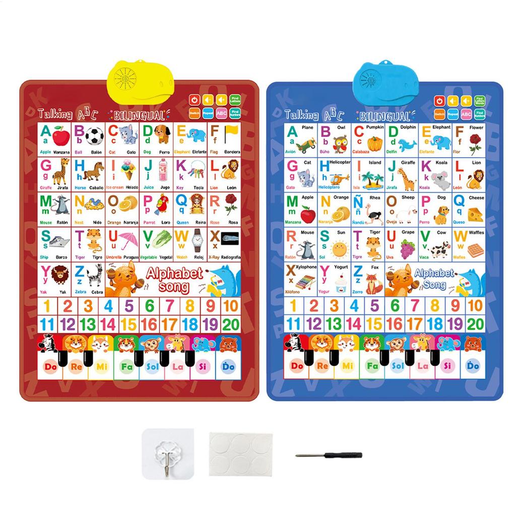 Bilingual Talking Wall Chart for Toddlers Learning Toys En/Spanish   Interactive Wall Chart with Musical Alphabet Educational