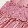 Girls Summer Solid Smocked Short Sleeve Dress Casual Children Cotton Blend A Line Sundress For Kids