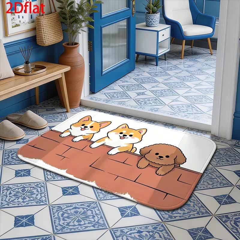 Funny Peeking Cats Entryway Welcome Mat Cute Kitten Brick Area Rug Non-Slip Floor Carpet for Home Kitchen Corridor Doormat Gift