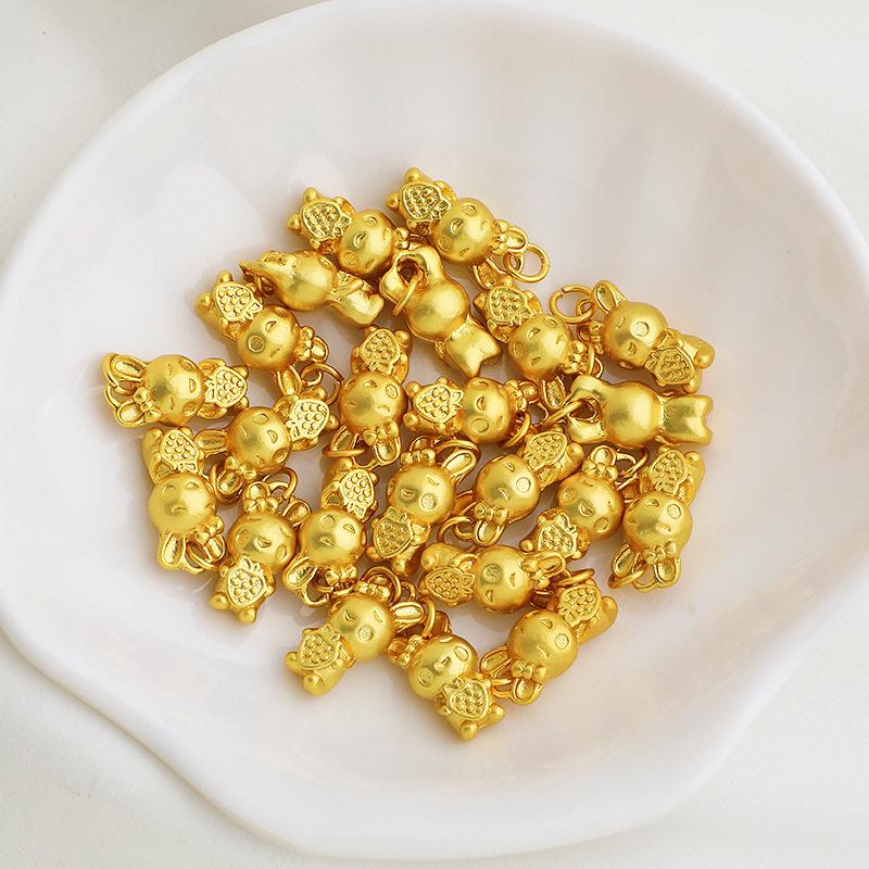 Gold-Plated Zodiac Rabbit Charm: Radish Rabbit Pendant for DIY Handmade Bracelet or Necklace