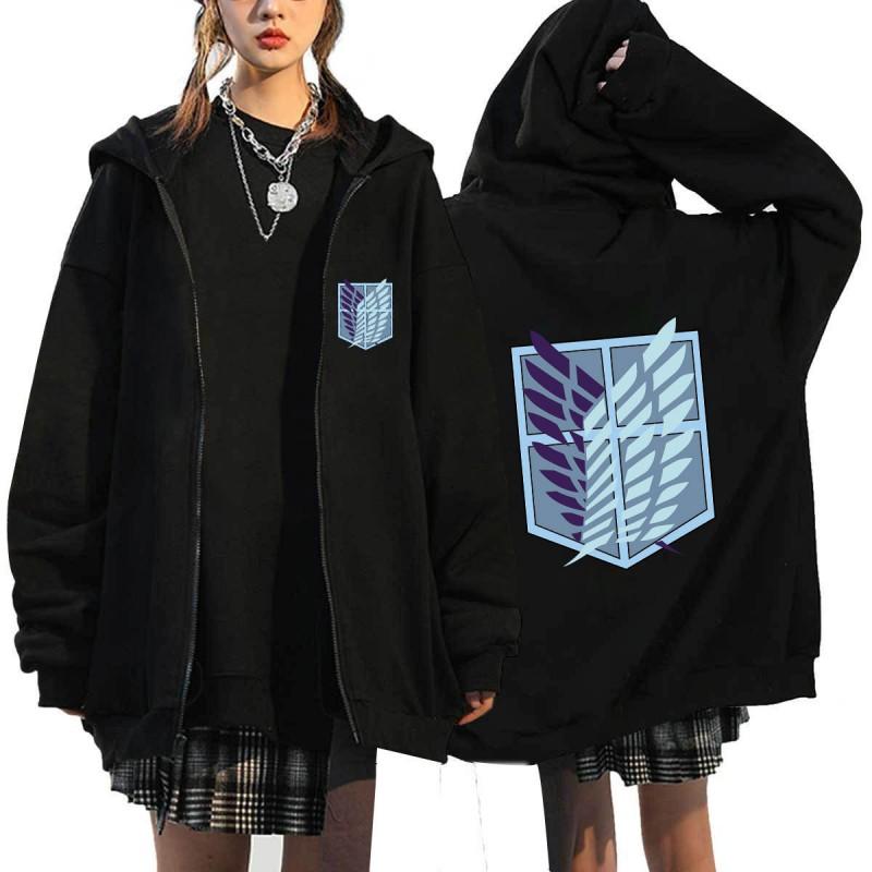 Anime Attack On Titan Printed Zip-Up Hoodie Unisex Casual Sportswear Long Sleeve Sweatshirt
