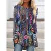 Damska Moda Casual Retro Styl Etniczny Okrągły Dekolt Drukowany Długi Rękaw Top