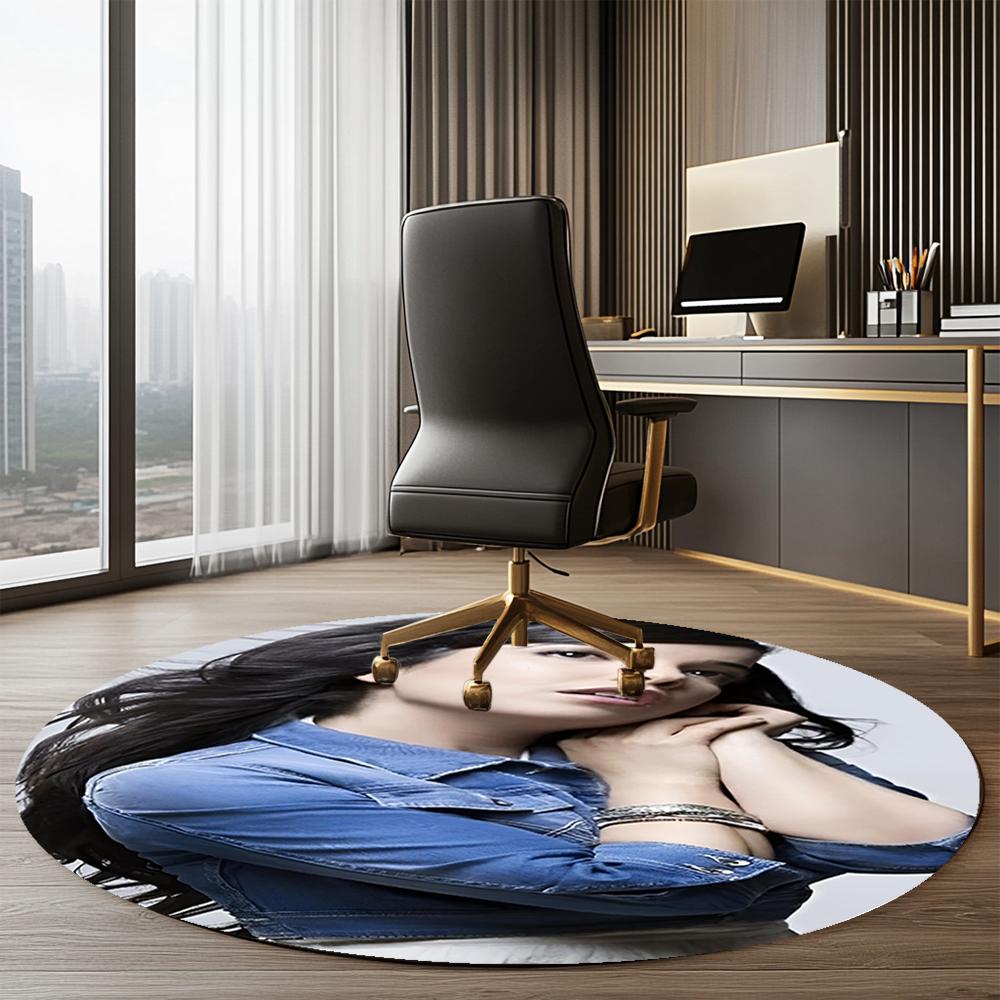 Indila Printed Round Rug Carpet Chair Rug Area Rug Entryway Doormats,for Office Chair Living Room Bedroom Kitchen Room.