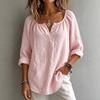 T-shirt décontracté à col en V et manches longues pour femme - Coupe ample - Pull - Haut de couleur