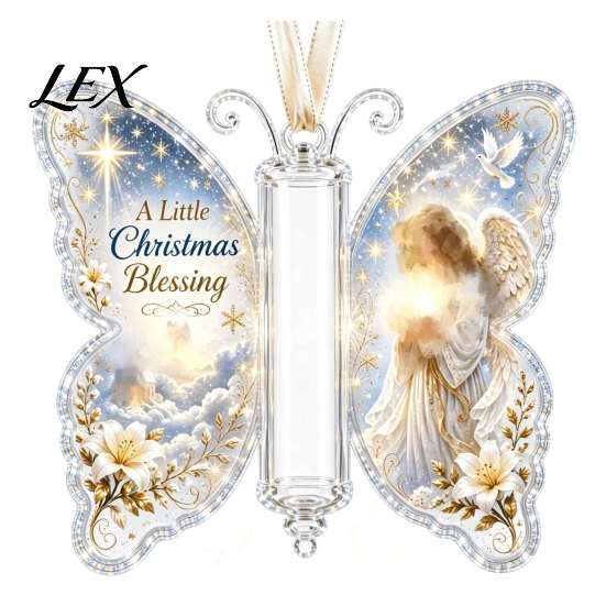 Acrylic Cash Display Christmas Gift Ornament, Butterfly Money Holder with Built?in Festive Party Decoration Clear Compartment, Holiday Hanging