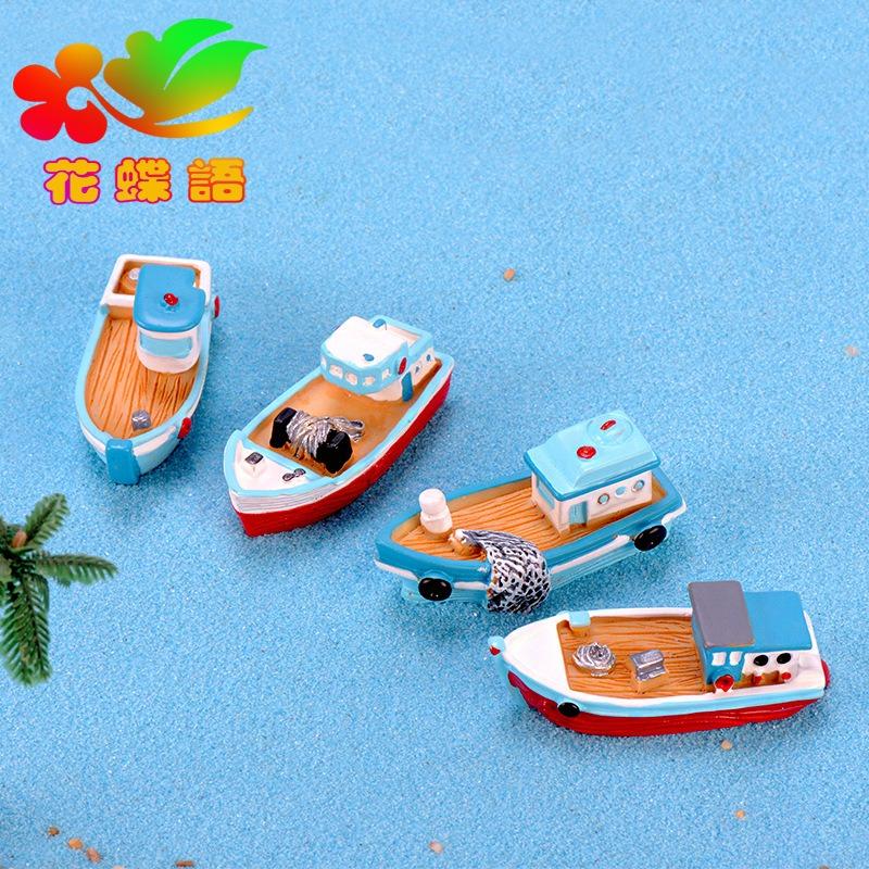 Mediterranean Fishing Boat Mediterranean Style Boat Micro Landscape DIY Resin Craft Boat Ornaments Pirate Ship