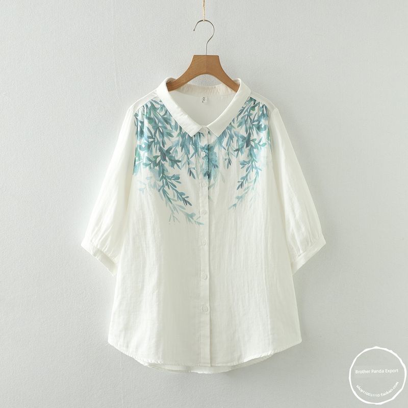 Cartoon Flower Loose Double-Layer Cotton Yarn Long Sleeves Artsy