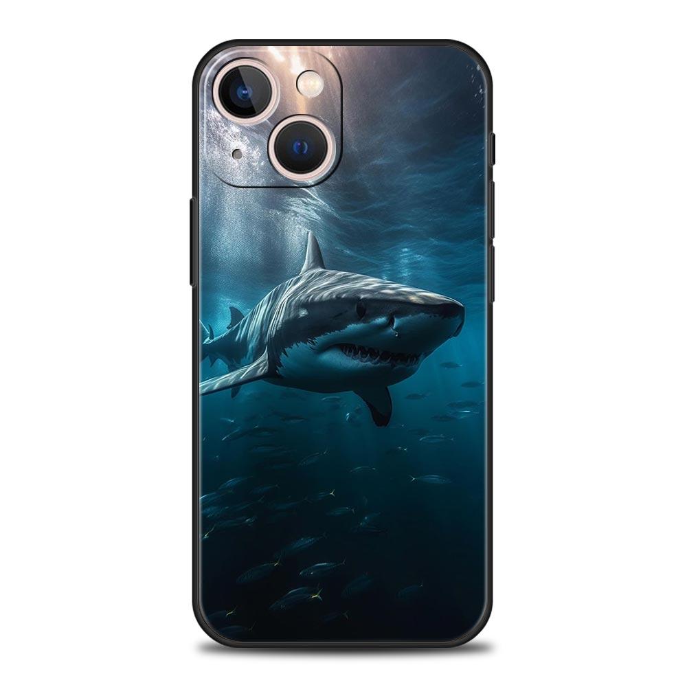 Oceanny Rekin Wielorybi Pływający Luksusowe Etui na Telefon Dla iPhone 16 13 15 14 12 11 Pro MAX XR X SE XS 7 8 Plus Miękki TPU Odporny na Wstrząsy Pokrowiec