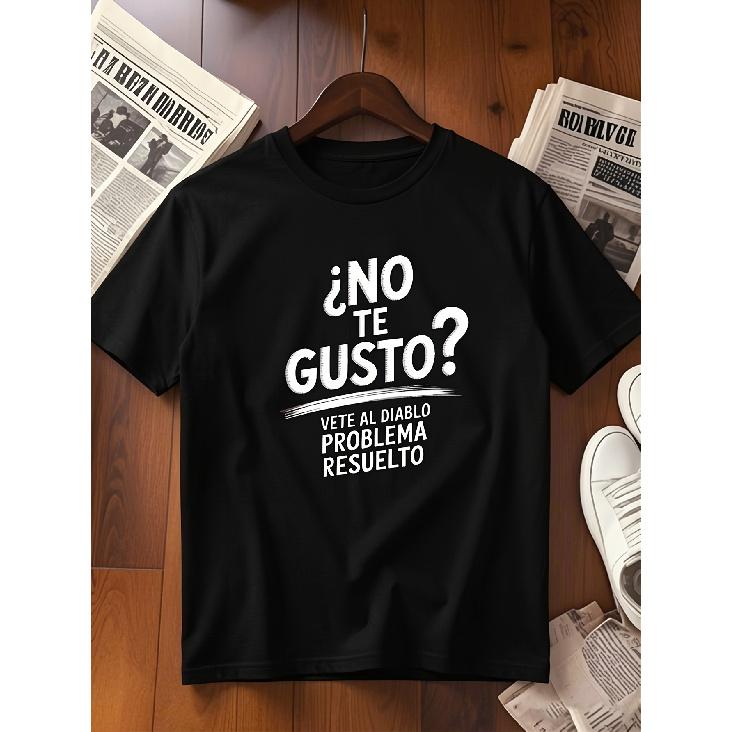 Men'S Spanish Phrase T-Shirt No Te Gusto Vete Al Diablo - Bold Statement Tee With Spanish Slogan, Soft Comfort Fit, Crew Neck Casual Top, Machine